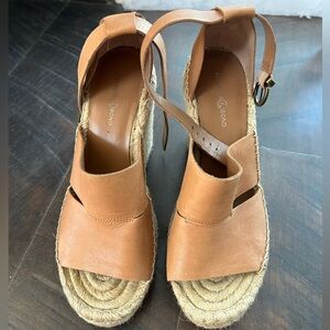 Treasure & Bond Tan Leather Espadrille Wedges